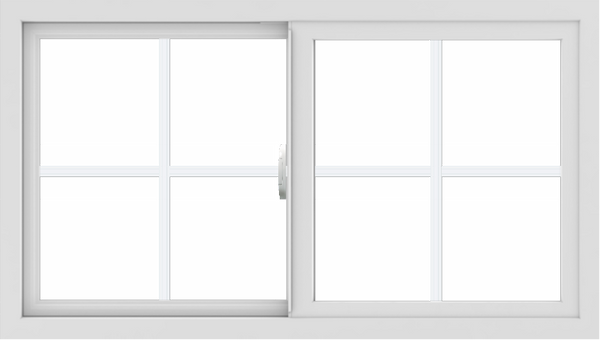 WDMA 42x24 (41.5 x 23.5 inch) Vinyl uPVC White Slide Window with Colonial Grids Exterior