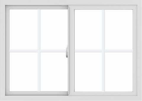 WDMA 42x30 (41.5 x 29.5 inch) Vinyl uPVC White Slide Window with Colonial Grids Exterior