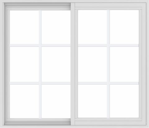 WDMA 42x36 (41.5 x 35.5 inch) Vinyl uPVC White Slide Window with Colonial Grids Exterior