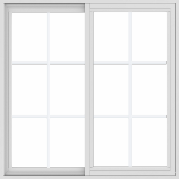 WDMA 42x42 (41.5 x 41.5 inch) Vinyl uPVC White Slide Window with Colonial Grids Exterior