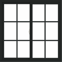 WDMA 42x42 (41.5 x 41.5 inch) Vinyl uPVC Black Slide Window with Colonial Grids Exterior