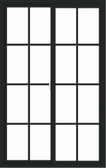 WDMA 42x66 (41.5 x 65.5 inch) Vinyl uPVC Black Slide Window with Colonial Grids Exterior