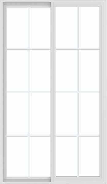 WDMA 42x72 (41.5 x 71.5 inch) Vinyl uPVC White Slide Window with Colonial Grids Exterior