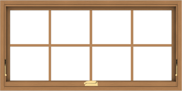 WDMA 48x24 (47.5 x 23.5 inch) Oak Wood Dark Brown Bronze Aluminum Crank out Awning Window with Colonial Grids Interior