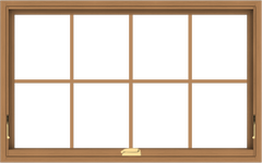 WDMA 48x30 (47.5 x 29.5 inch) Oak Wood Dark Brown Bronze Aluminum Crank out Awning Window with Colonial Grids Interior