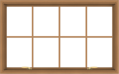 WDMA 48x30 (47.5 x 29.5 inch) Oak Wood Green Aluminum Push out Awning Window with Colonial Grids Interior