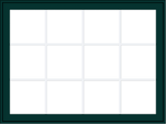 WDMA 48x36 (47.5 x 35.5 inch) Oak Wood Green Aluminum Push out Awning Window with Colonial Grids Exterior