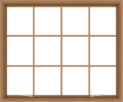 WDMA 48x40 (47.5 x 39.5 inch) Oak Wood Green Aluminum Push out Awning Window with Colonial Grids Interior