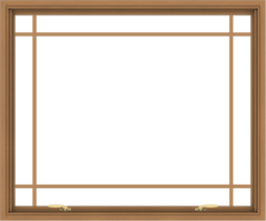 WDMA 48x40 (47.5 x 39.5 inch) Oak Wood Green Aluminum Push out Awning Window with Prairie Grilles