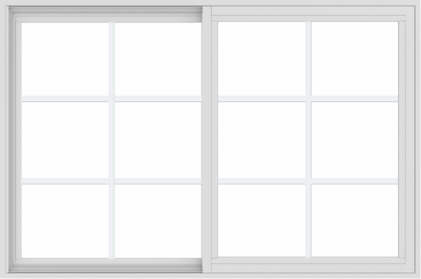 WDMA 54x36 (53.5 x 35.5 inch) Vinyl uPVC White Slide Window with Colonial Grids Exterior