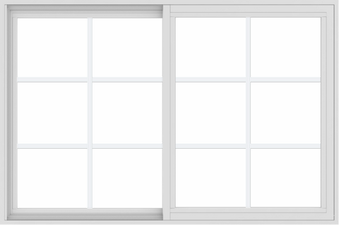 WDMA 54x36 (53.5 x 35.5 inch) Vinyl uPVC White Slide Window with Colonial Grids Exterior