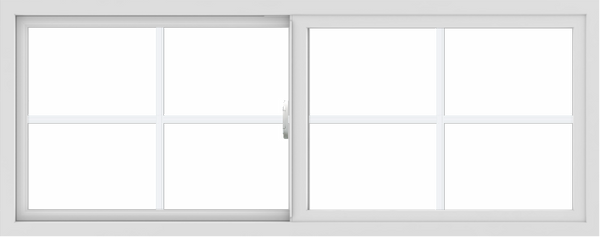 WDMA 60x24 (59.5 x 23.5 inch) Vinyl uPVC White Slide Window with Colonial Grids Exterior