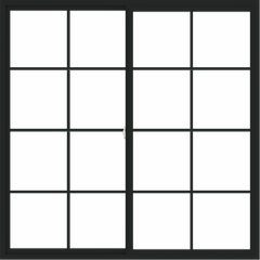 WDMA 72x72 (71.5 x 71.5 inch) Vinyl uPVC Black Slide Window with Colonial Grids Exterior