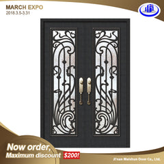 Accept custom front entry main wrought iron double door on China WDMA