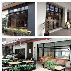 Aluminium Bi fold Window Fold Up Glass Windows American Vertical Roll Up Grid Folding Window For Bar Shop Coffee on China WDMA