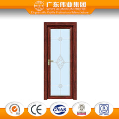 Aluminium alloy frame tempered modern interior bathroom wooden door with elegant glass design on China WDMA