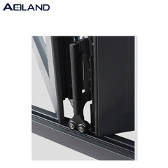 Aluminium black bi folding glass door with blinds louver shutter inserted glass manual blinds doors on China WDMA