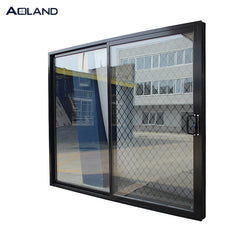 Aluminium frame commercial glazed sliding door with security mesh for exterior area on China WDMA on China WDMA