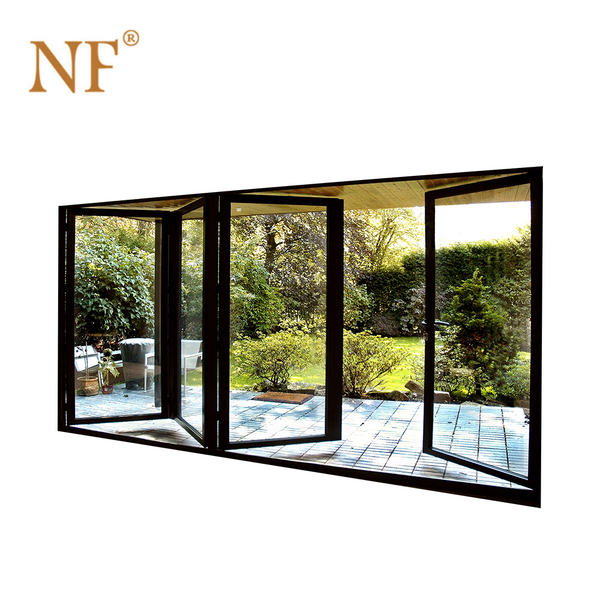 Aluminium frame glide sliding foldable folding doors with glass on China WDMA