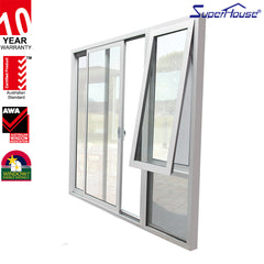 Aluminium sliding door tempered double glass with awning windows on China WDMA