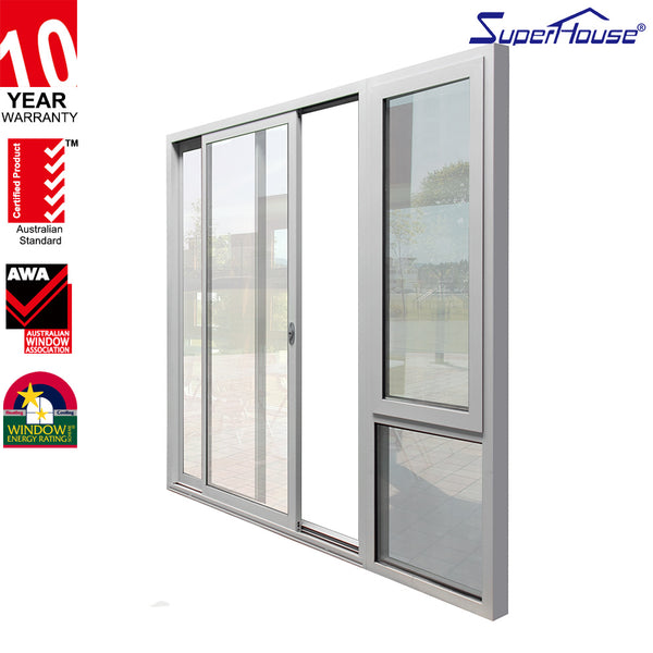 Aluminium sliding door tempered double glass with awning windows on China WDMA