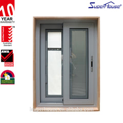 Aluminum Glass Sliding Windows Fire Rated Residential Interior Timber Reveal Double glazed blinds inside Windows With grille on China WDMA