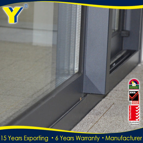 Aluminum sliding door with double glazing and anti-theft grid on China WDMA