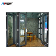 Alwew Aluminum Glass Patio Exterior Bifold Doors Double Glazing aluminum sliding door on China WDMA