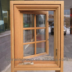 American California oak wooden clad aluminum crank open window casement windows with new design on China WDMA