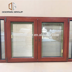 American oak wood clad aluminum france windows tilt turn window with built in shutter on China WDMA