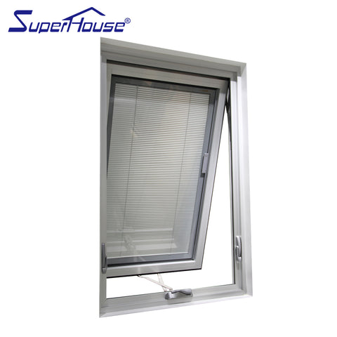 American style double glass aluminium frame thermal windows with integral blinds on China WDMA