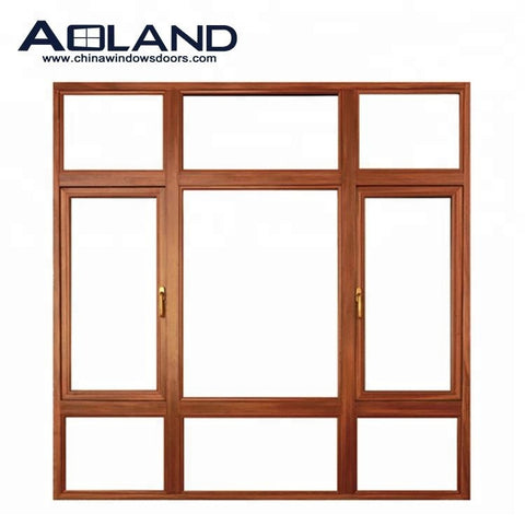 Aoland aluminium wood grain french casement windows with AS 2047 on China WDMA