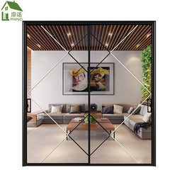 Apartment balcony double tempered glass double pane track rail aluminium sided Sliding glass door on China WDMA