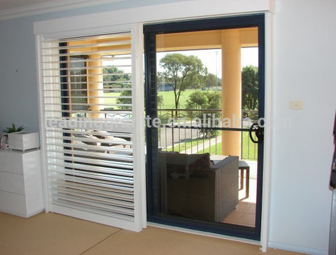 Basswood sliding patio door security shutters on China WDMA