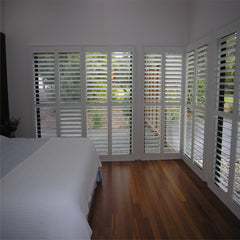 Bedroom bi fold hardwood plantation shutters for door at good price on China WDMA