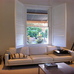 Bedroom bi fold hardwood plantation shutters for door at good price on China WDMA