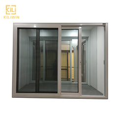 Best price residential windows and doors 3 track powder coated white aluminum temper glass sliding window with mosquito net on China WDMA