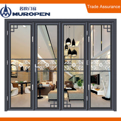 Big view aluminium alloy bi-fold interior glass door continuous twin-seal system comply with American standard on China WDMA