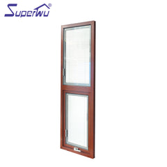 Built-in blind SP40 aluminum frame double glazed wood color awning windows on China WDMA