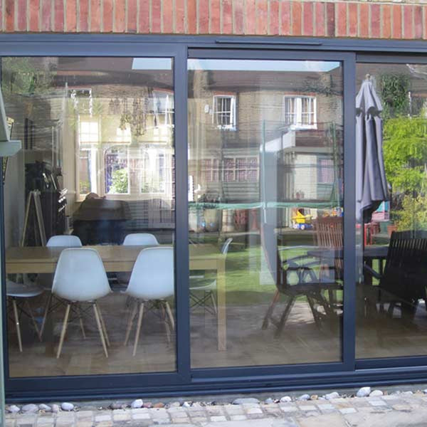 CE European Style Patio Powder Coat Promotion Aluminum Frame Triple Track Glass Slide Door Exterior on China WDMA