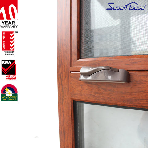 CSA/ NFRC/ Florida/Australia standard Double glass Thermal break aluminum frame wood grain casement window on China WDMA