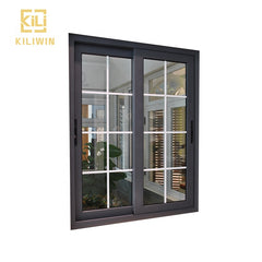 Custom made cheap price wooden finish soundproof philippines project modern aluminium sliding glass window grill design on China WDMA