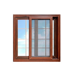 Custom made cheap price wooden finish soundproof philippines project modern aluminium sliding glass window grill design on China WDMA