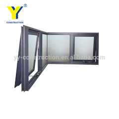 Double glass aluminium vinyl large awning windows with screen on China WDMA