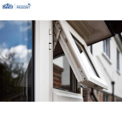 Double tempered glass extruded aluminum window frame top hung casement window on China WDMA