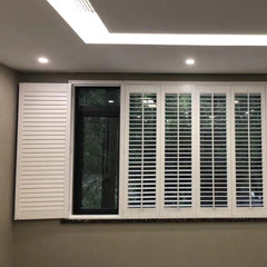 European style louvers window shutters sliding folding plantation shutter on China WDMA