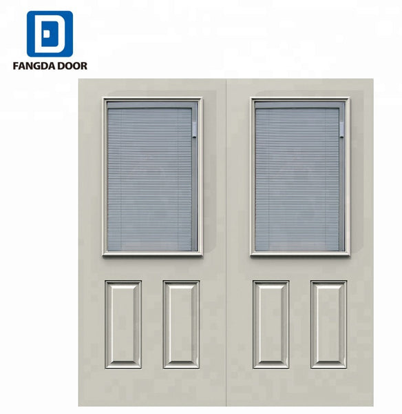 Fangda miniblind half lite steel patio external double doors on China WDMA