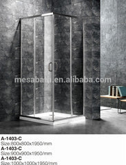 Flat glass aluminum frame shower sliding door for bathroom with marble base on China WDMA