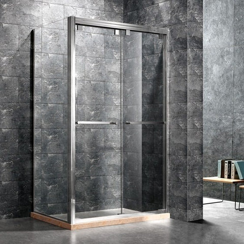 Flat glass aluminum frame shower sliding door for bathroom with marble base on China WDMA