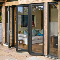 Frameless glass folding door system aluminium sliding folding door on China WDMA